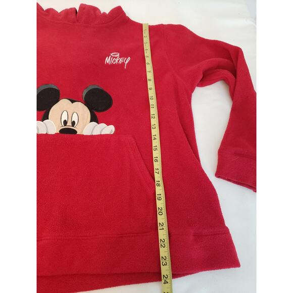 Disney Red Mickey Mouse Sweatshirt Mens Large Fleece Hoodie Kangaroo Pocket - Picture 14 of 16